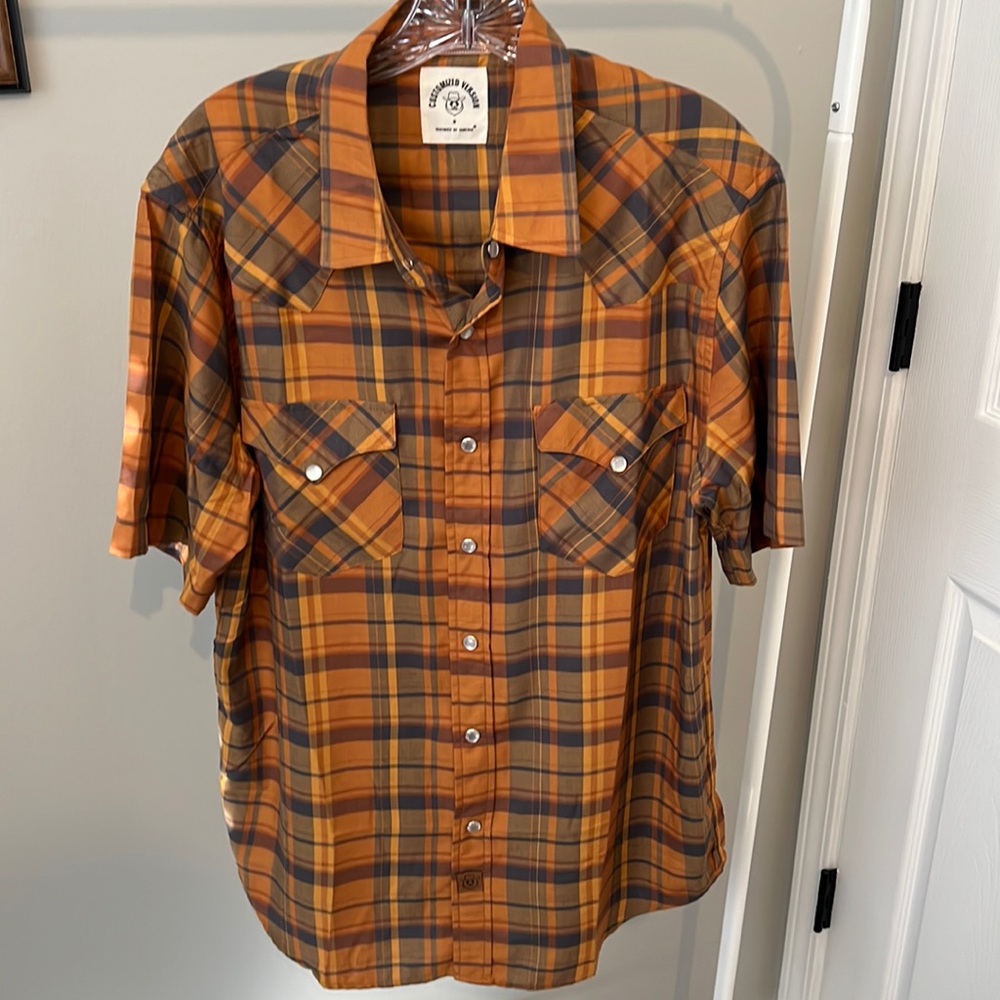 Mens Bamboo Fiber Shirt Med Short Sleeve shirt w snap buttons #15